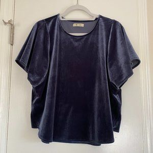 Madewell Velvet Butterfly Top, Deep Navy, Size M